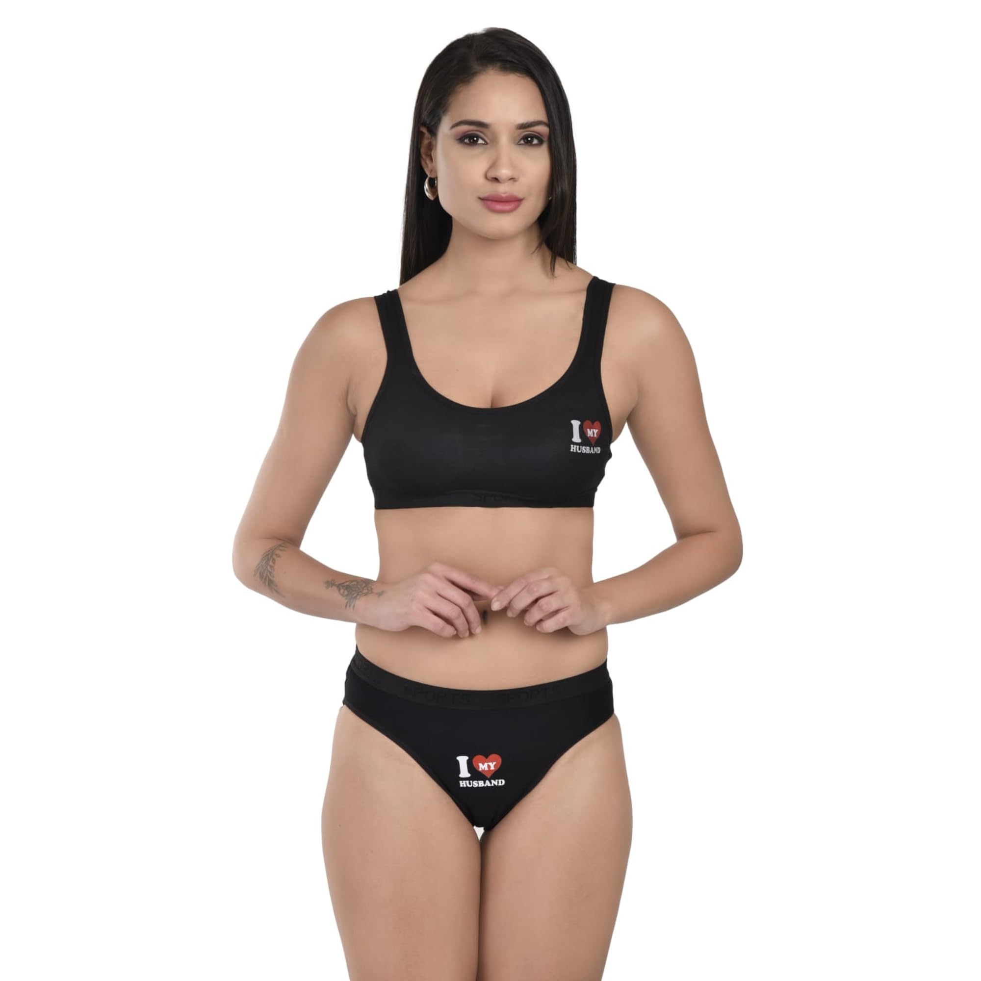 Lunavibe Pack of 1 Couple Love Bra Panty Set, Wedding Special, Cotton Blend, Breathable Fit, Comfortable Luxury-image-40
