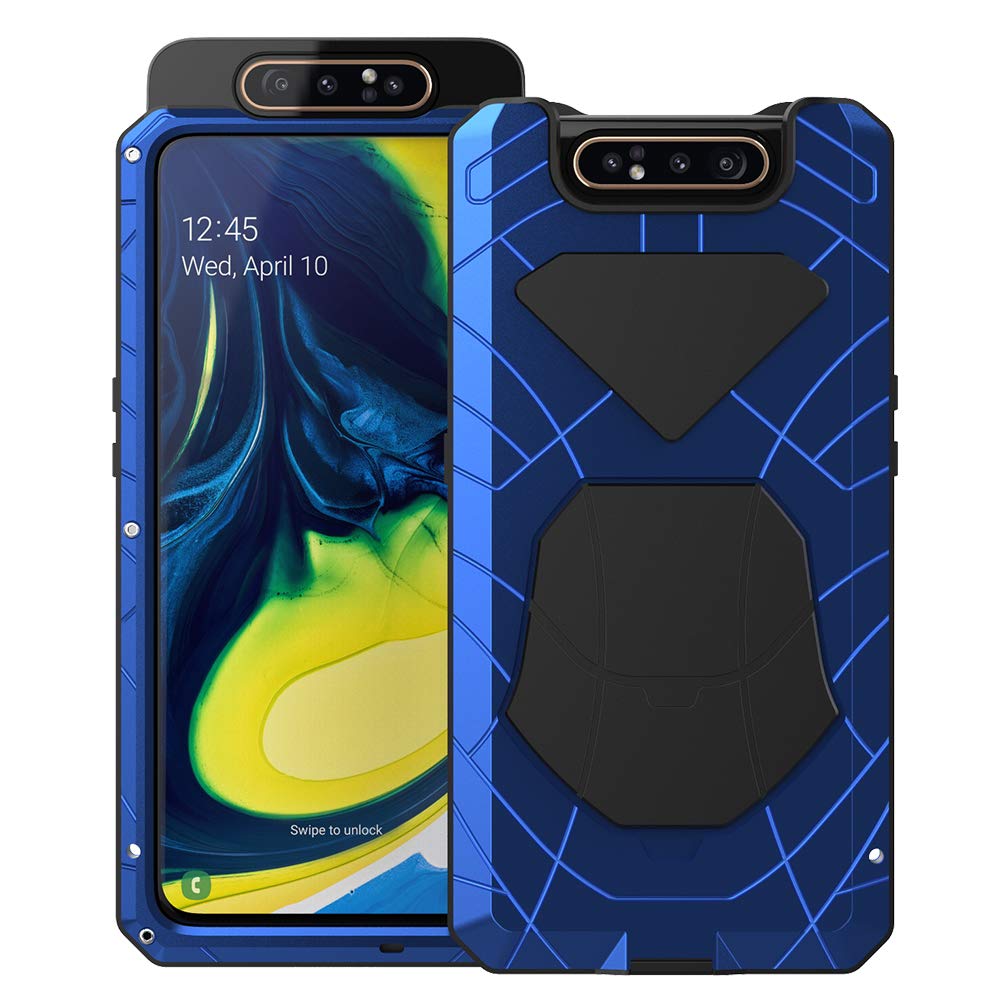 Cresee Samsung Galaxy A80 Case, Armor Alloy Aluminum Metal Gorilla Glass Shockproof Military Heavy Duty Protector Cover Hard Case for Samsung Galaxy A80 (Blue)