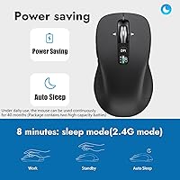 Vista 7 de Mouse inalámbrico Bluetooth (USB + BT1 + BT2), tamaño completo, desplazamiento de 4 vías, mouse silencioso multidispositivo para computadora, Negro