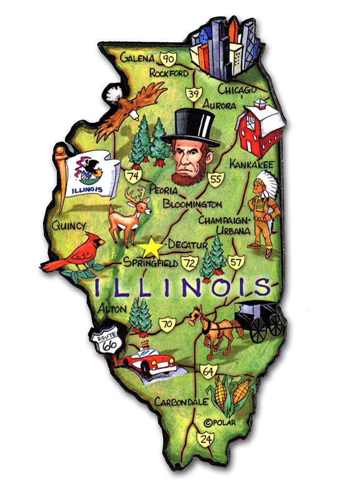 Illinois Artwood State Magnet Collectible Souvenirs and Gifts by Classic Magnets
