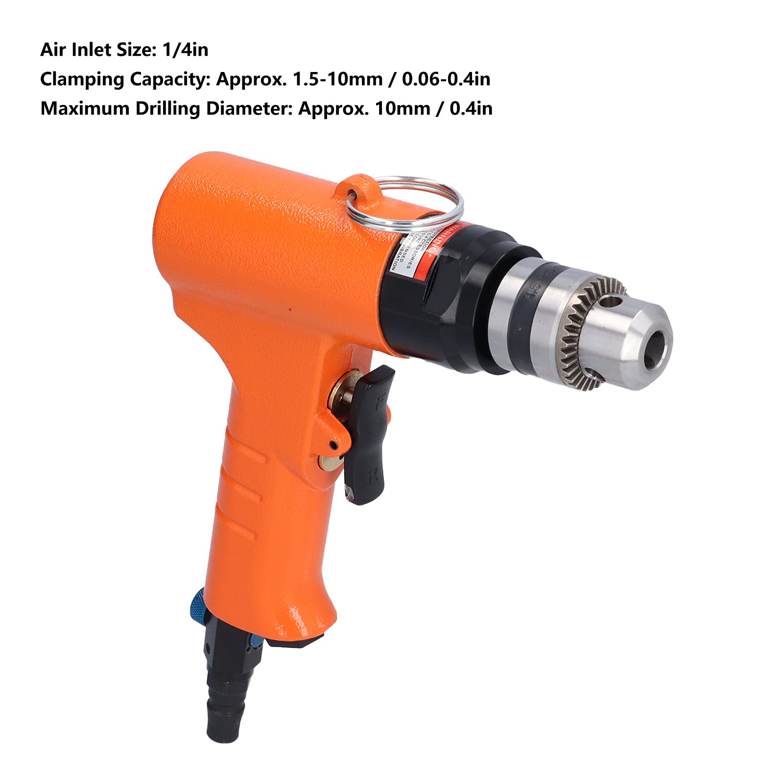 Empuñadura de taladro neumático neumático de 3/8 pulg. Potente diseño de rodamiento doble Reversible CW CCW 1400 rpm Velocidad ajustable para perforación de madera, hierro y