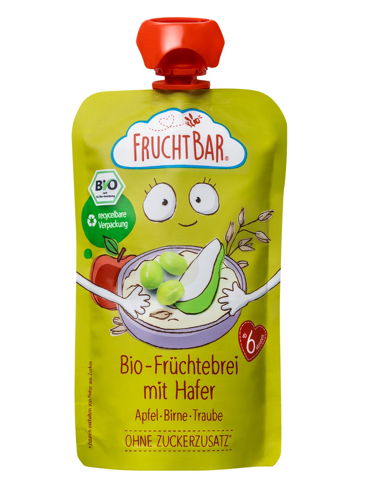 FruchtBar-Bio Quetschie, 24 Stk. Mix, 3 verschiedene Sorten, Fruchtpüree für Babys ab 6 Monaten & Kinder (Bio Quetschie Mix mit Getreide)