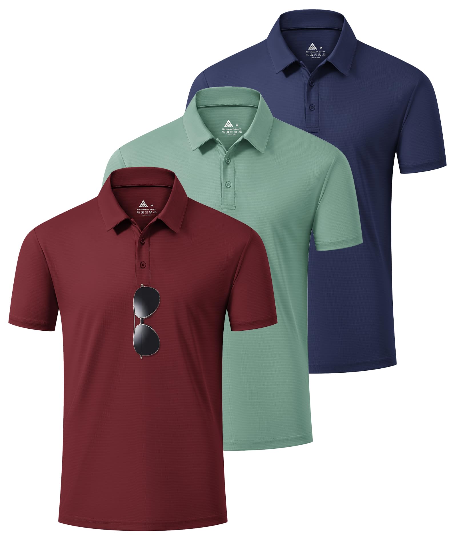 3 Pack Mens Polo Shirts Short Sleeve Lightweight Breathable Outdoor Golf Polo Adult Shirt Men Summer Casual Work Sport Basic Tshirt Tops
