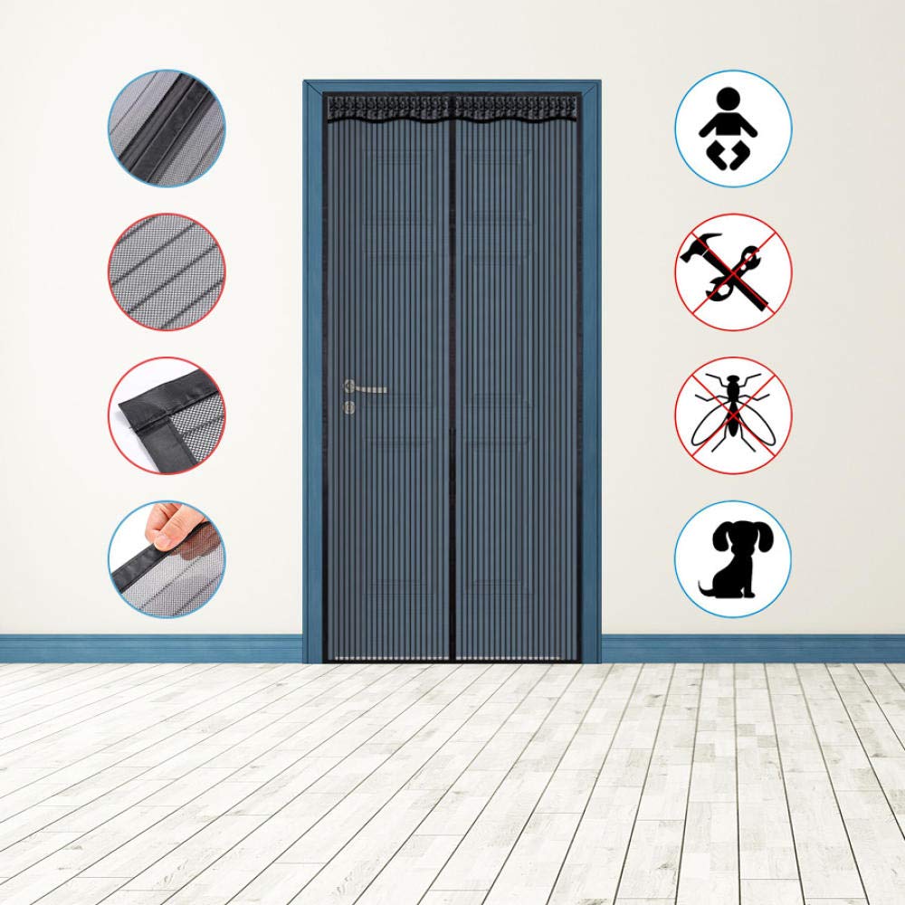 Moustiquaire Porte Magnétique, Moustiquaire Fenêtre Rideau De Porte Anti- Moustique,Fermeture Automatique Rideau Installation Facile Sans Outils Pour Balcon Porte,215x190cm