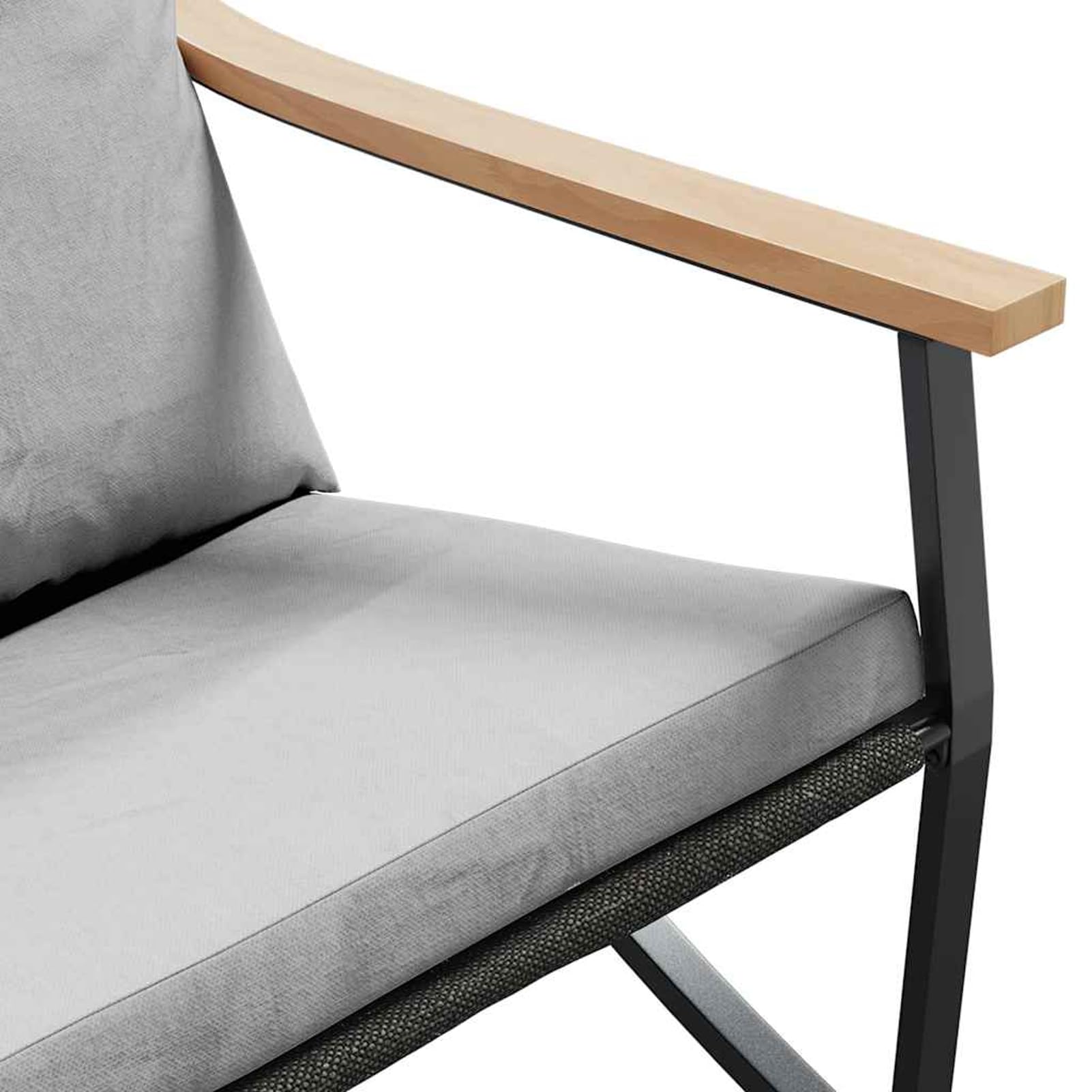 Sedie da giardino con cuscino, 2 pezzi, resistenti, impermeabili e resistenti ai raggi UV, in acciaio verniciato a polvere, nero, 65,5 x 79,5 x 68 cm, per terrazza e giardino