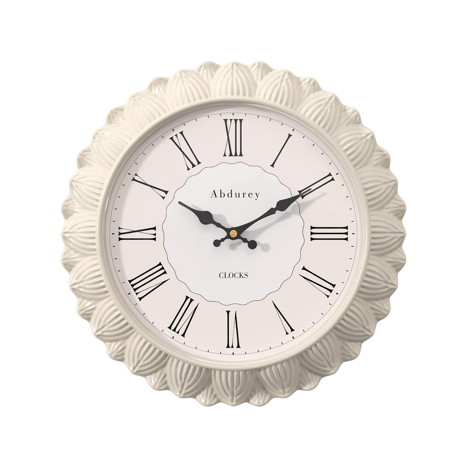 Abdurey12 Inch White Sunflower Decorative Wall Clock, Boho Decor Wall Clocks for Living Room,Kitchen,Farmhouse,Bedroom,Bathroom