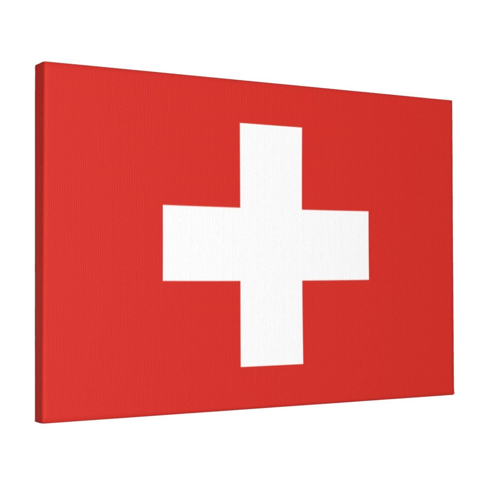 CNTDBU Swiss Flag Canvas Wall Art 16x24 Inch-Large Modern Painting Print for Living Room, Framed Ready to Hang Artwork for Bedroom