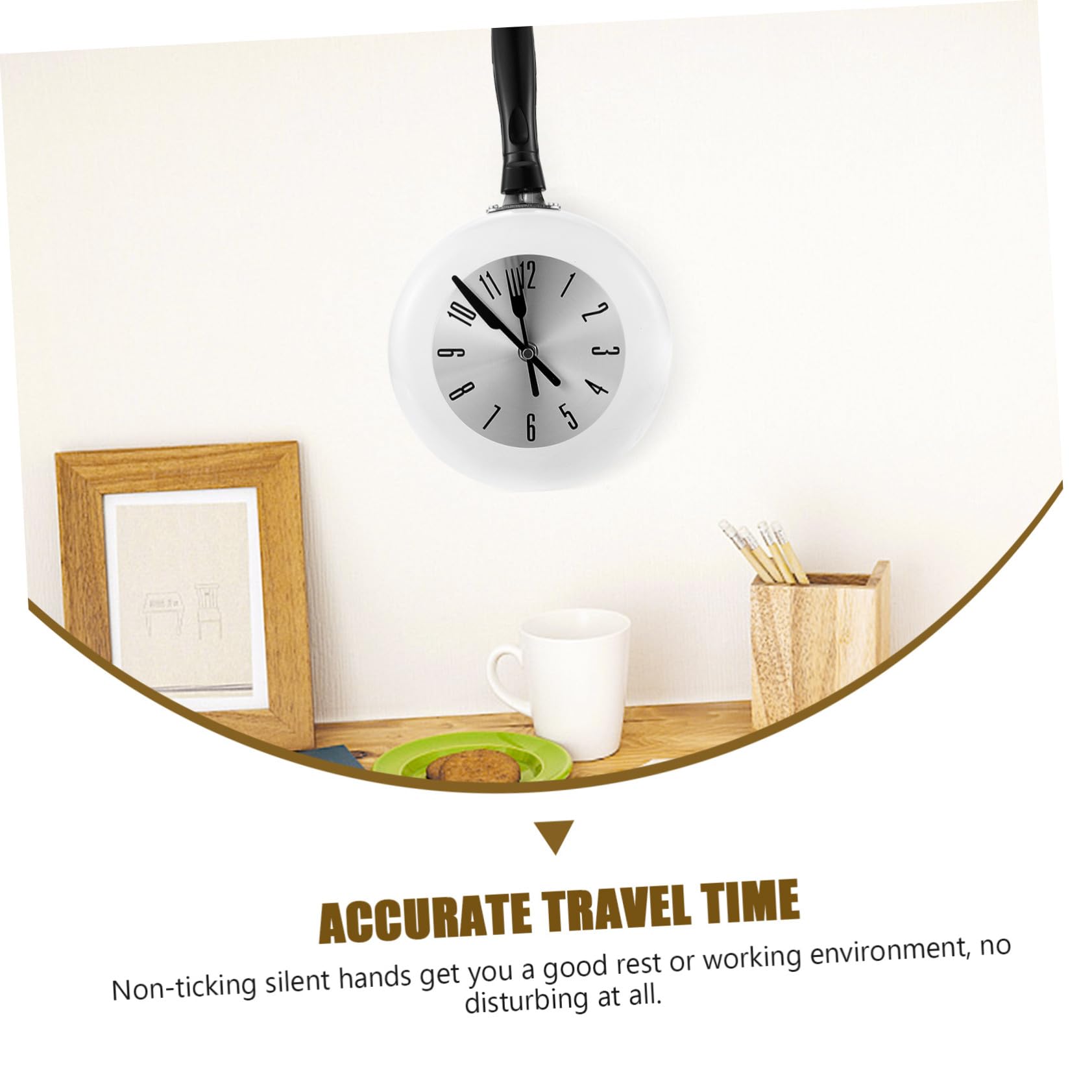 Orologio da Parete Design Rotondo per Cucina Bianco Combinazione Classica e di Viaggio Accurato e Silenzioso in Acciaio Inossidabile e Plastico