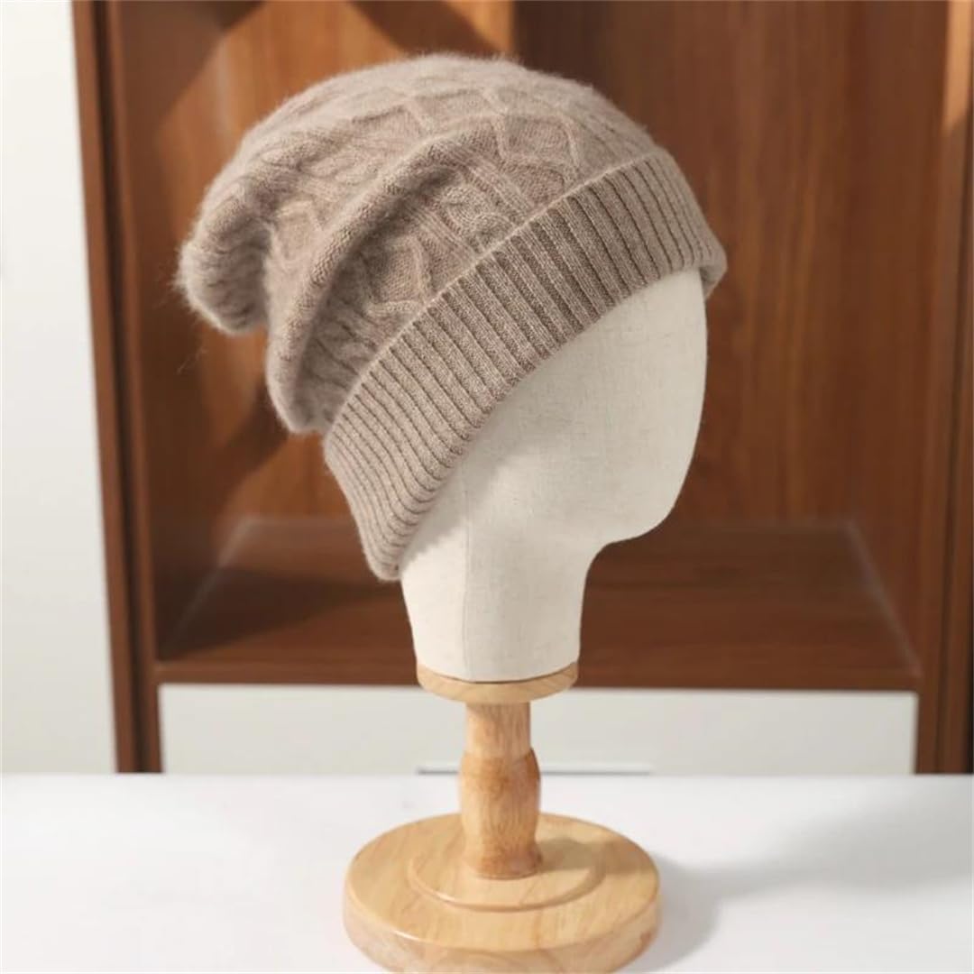 Wvapzxx Cappello Invernale Da Donna In Pura Lana Al 100% Caldo Morbido Berretto Di Lana Berretto Lavorato A Maglia Berretti A Rombo Per Cappelli Skullies Turbanti