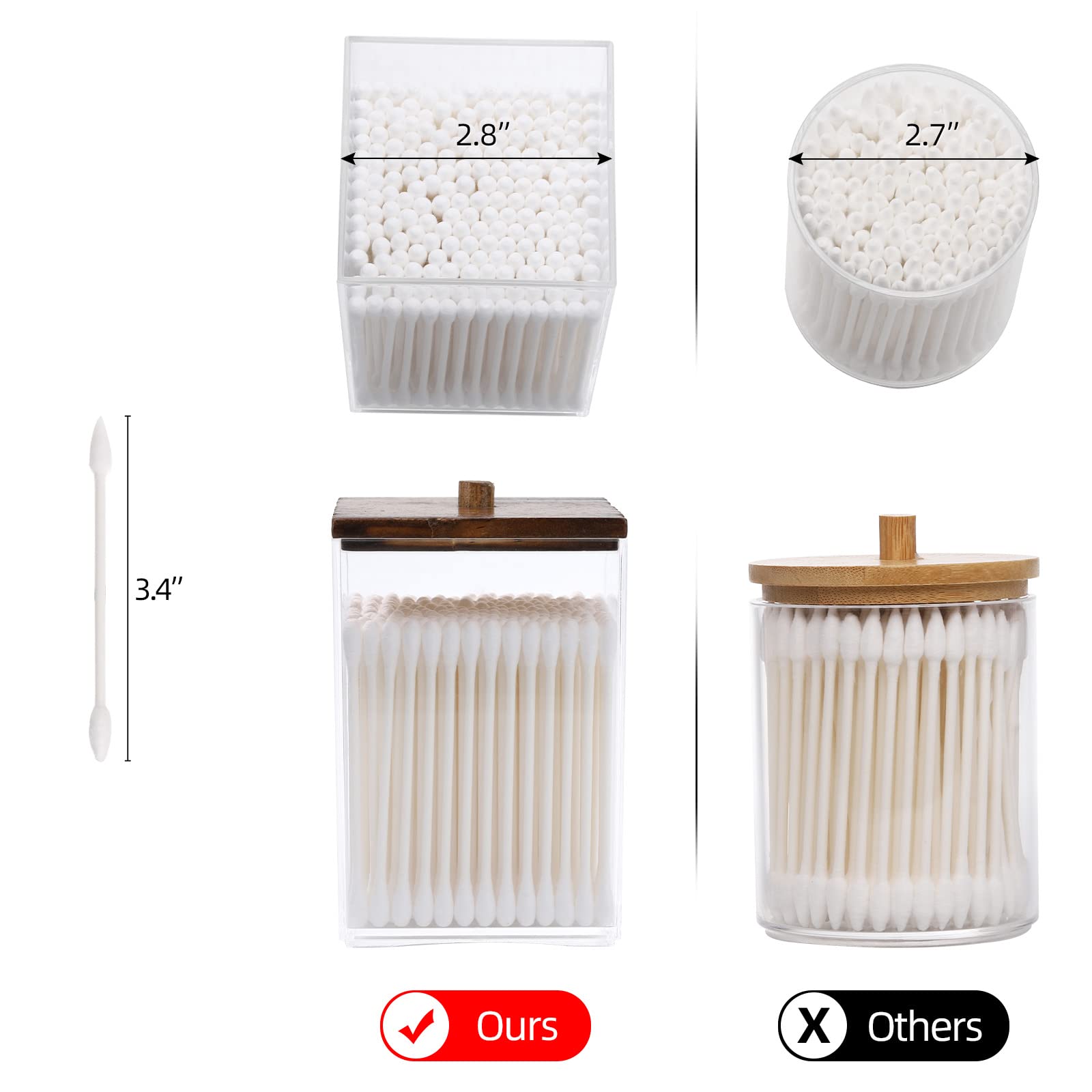 Tbestmax Qtip Halter Aus Kunststoff – 4 Stück, Rosa, Mit Deckel Für Wattestäbchen, Wattepads & Zahnseide