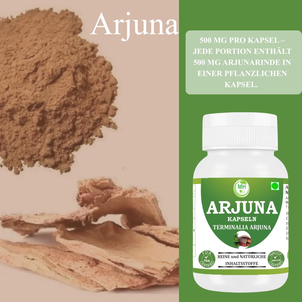 Arjuna Kapseln 500 mg | 4er Pack (240 pflanzliche Kapseln) | Terminalia Arjuna Extrakt | Herzgesundheit & Kreislauf | Natürliche Ayurveda Ergänzung
