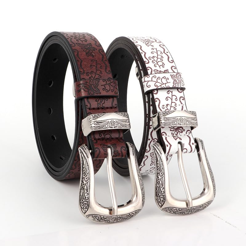 Belts for Women Vintage Jeans Dresses Pants Ladies Embossed Waist Belt with Gold Buckle2
