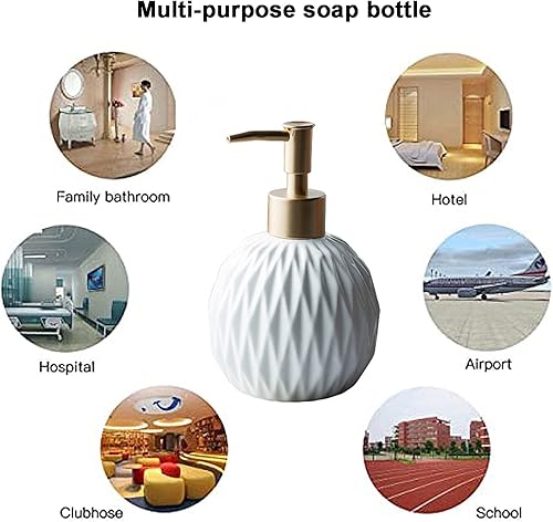 Miniatura 4 de Ceramics - Dispensador de jabón dorado para baño, dispensador de jabón de alivio para fregadero de cocina, dispensador de jabón líquido recargable