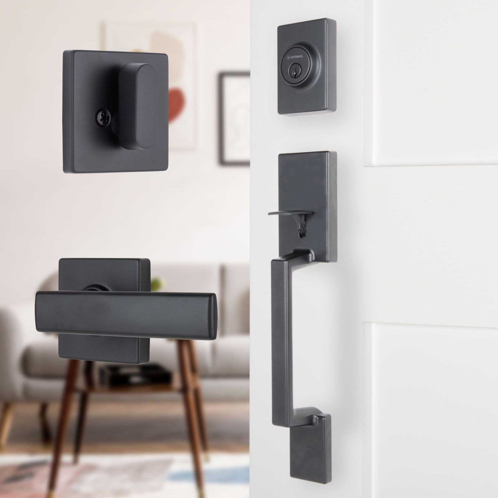 BRINKS Contemporary Keyed Entry Door Handleset with Lever and