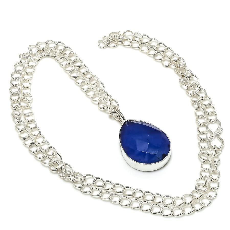 Colgante de zafiro azul Kashish joya hecha a mano plata mujer