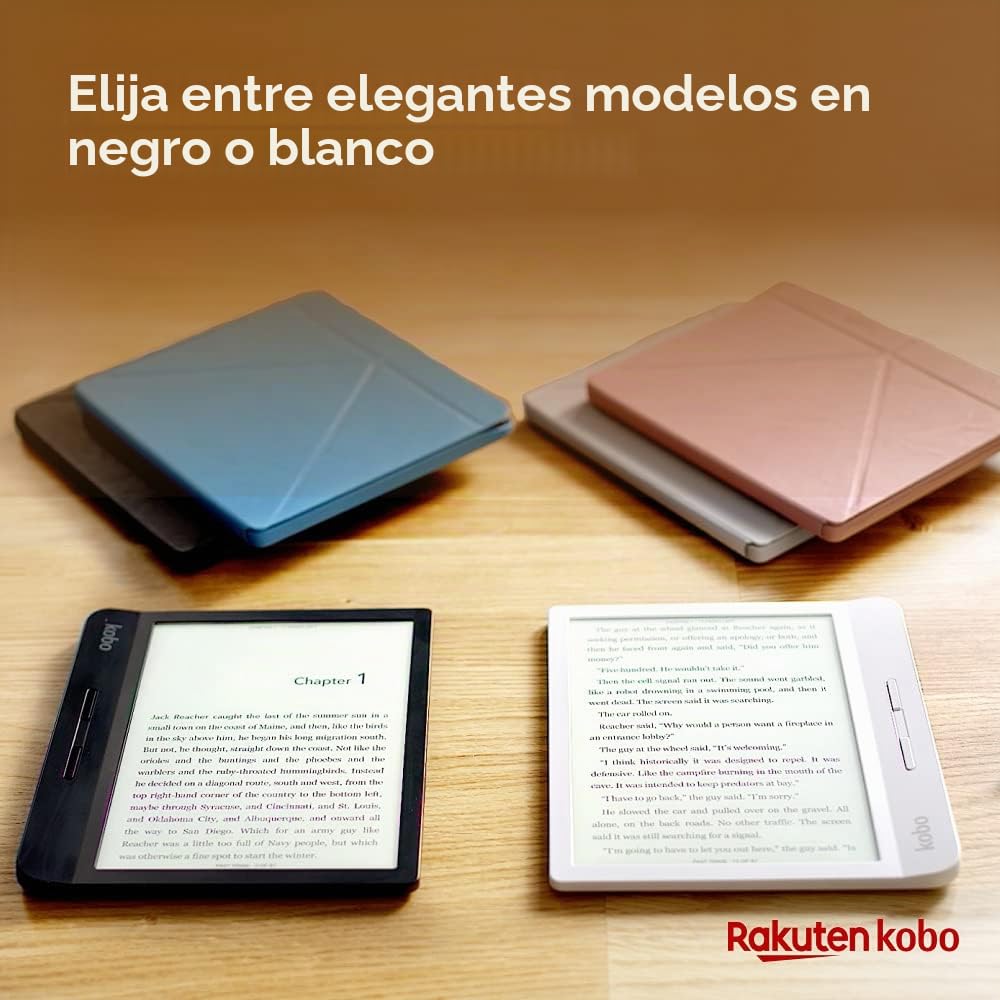 Kobo Libra H2O Ereader, pantalla 7.0" 300 PPI E Ink Carta, botones laterales, blanco