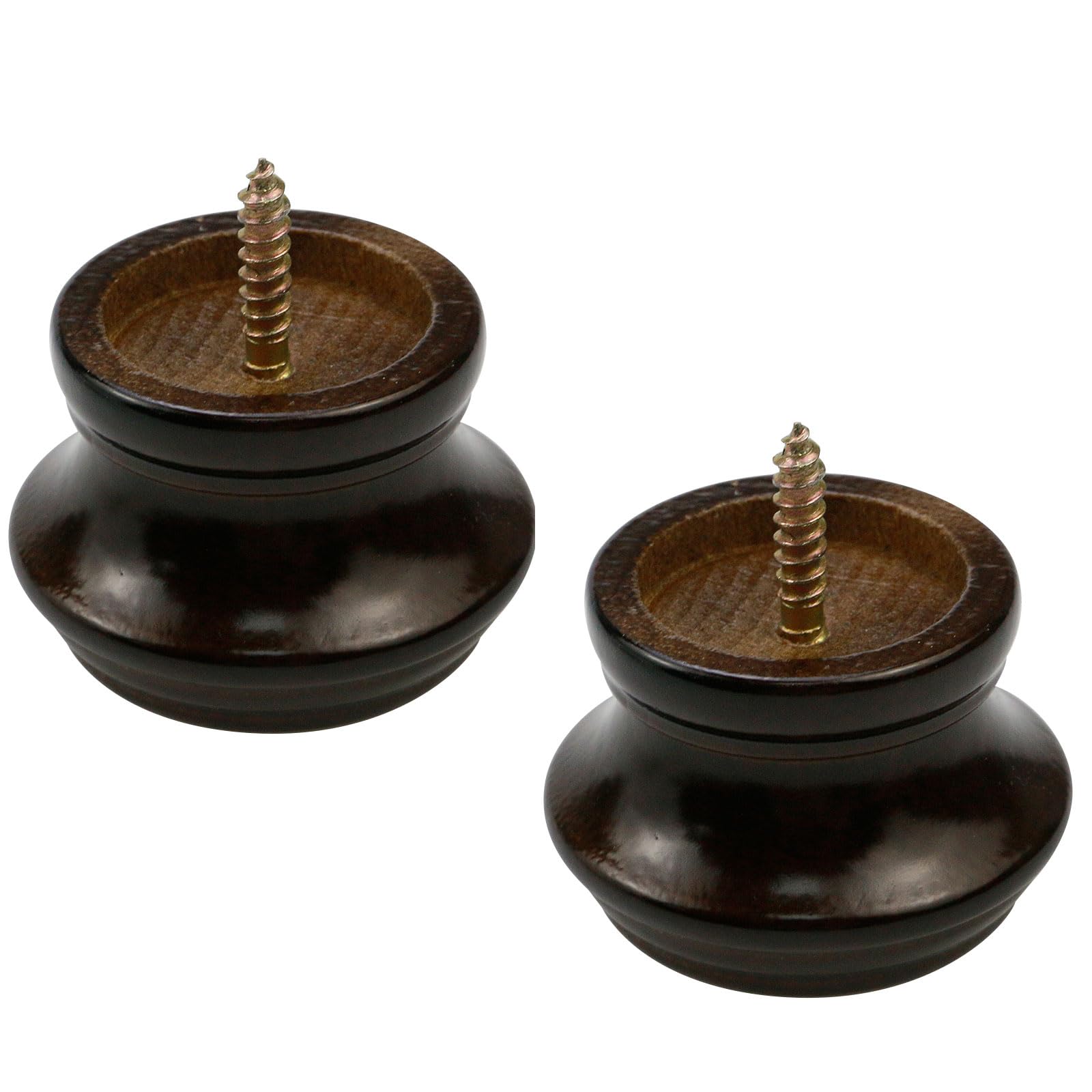 T Tulead Brown Curtain Rod Finial Screw on Drapery Rod End Caps 2PCS