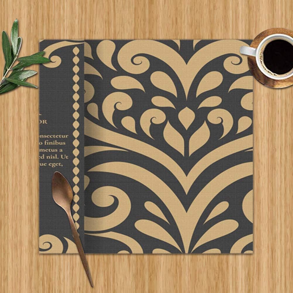 Gold Vintage Greeting Card On Black Table Mats Placemats