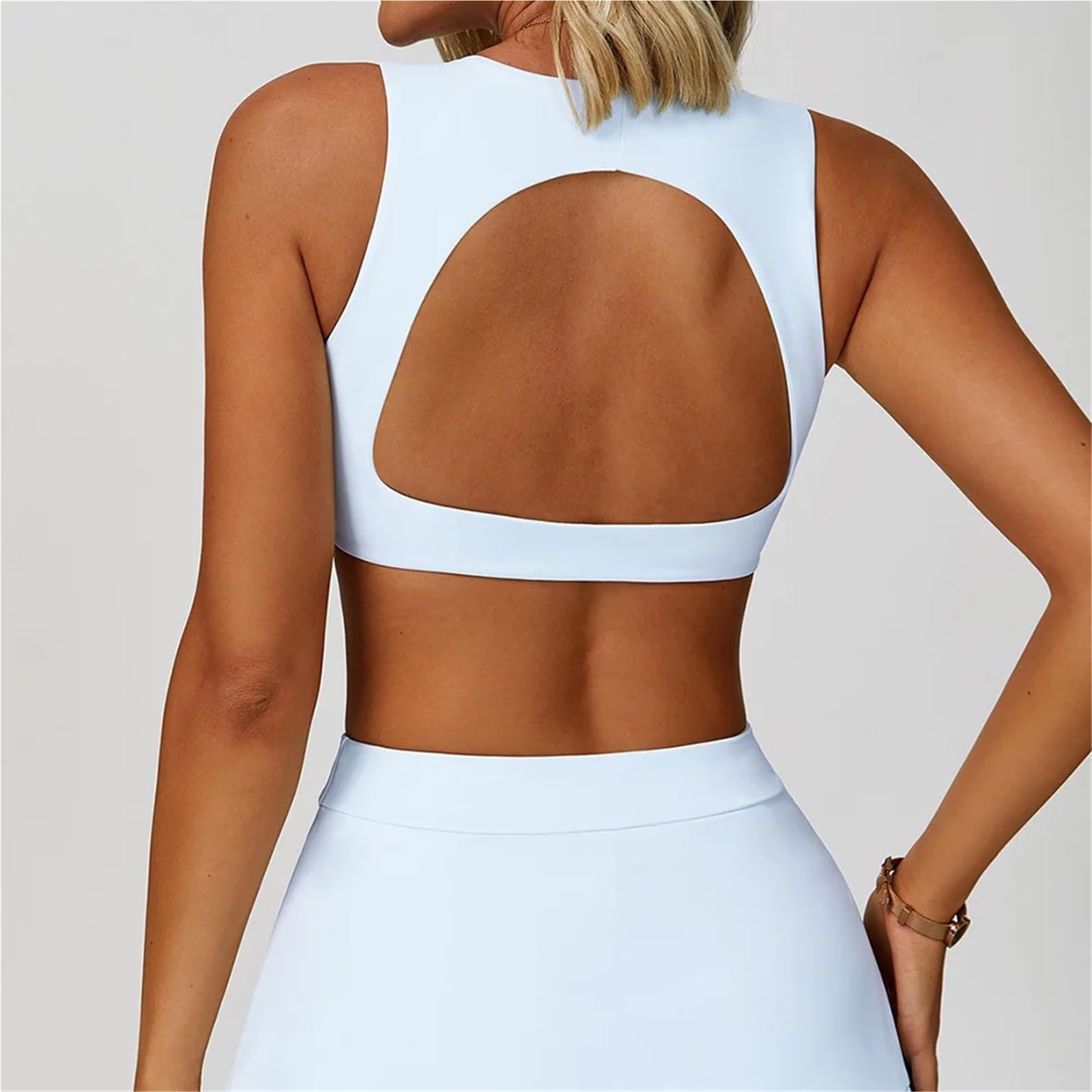 Sujetador Deportivo Mujer Top de Yoga sin Espalda for Fitness, Carrera, Nailon, Ropa Interior Transpirable