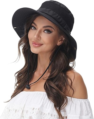 Miniatura 3 de ANOTHER CHOICE Sombrero de sol para mujer, ala ancha, transpirable, de nailon, para senderismo, verano, pesca, con cordón ajustable