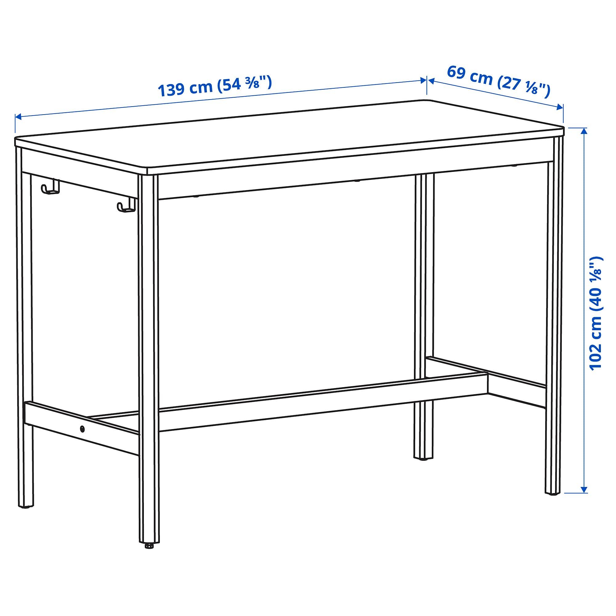 Amazon｜IKEA IDÅSEN テーブルトップ用アンダーフレーム 139x69x102 cm