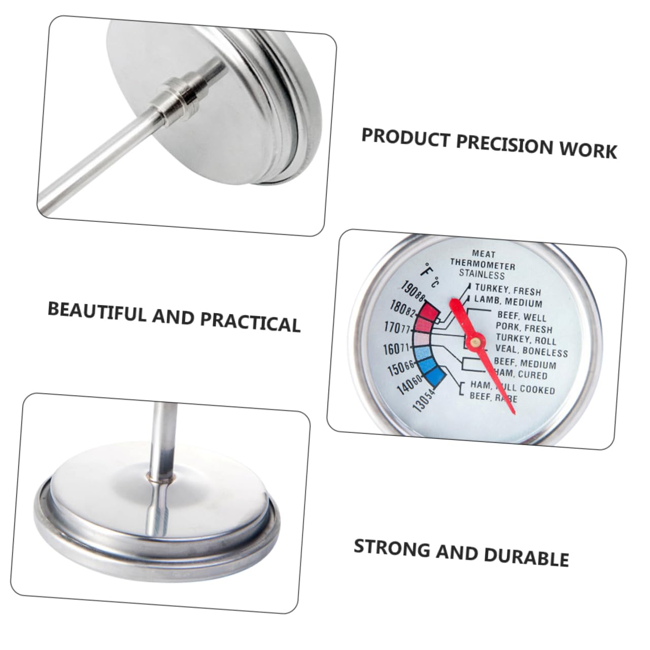OUNONA 4pcs Digital Instant Read Beef Thermometer Probe for Accurate Cooking Temperatures for Kitchen Grill BBQ and Camping Easy to Use and Store
