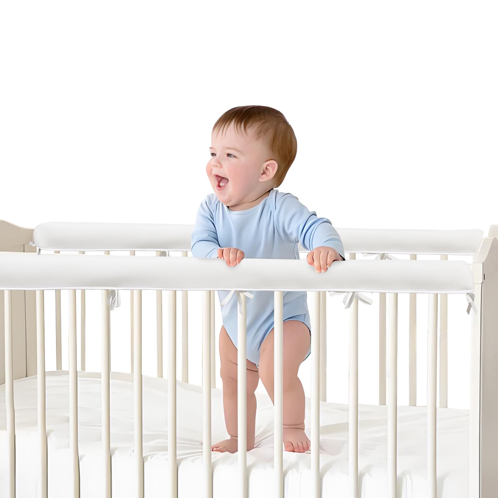 4PC New Mesh Coverage Strapss,Reversible Cover,2Long Pieces (Length 51 in,width7in),2 Short Pieces (Length 27.5 in,Width 7 in) 4PC-White