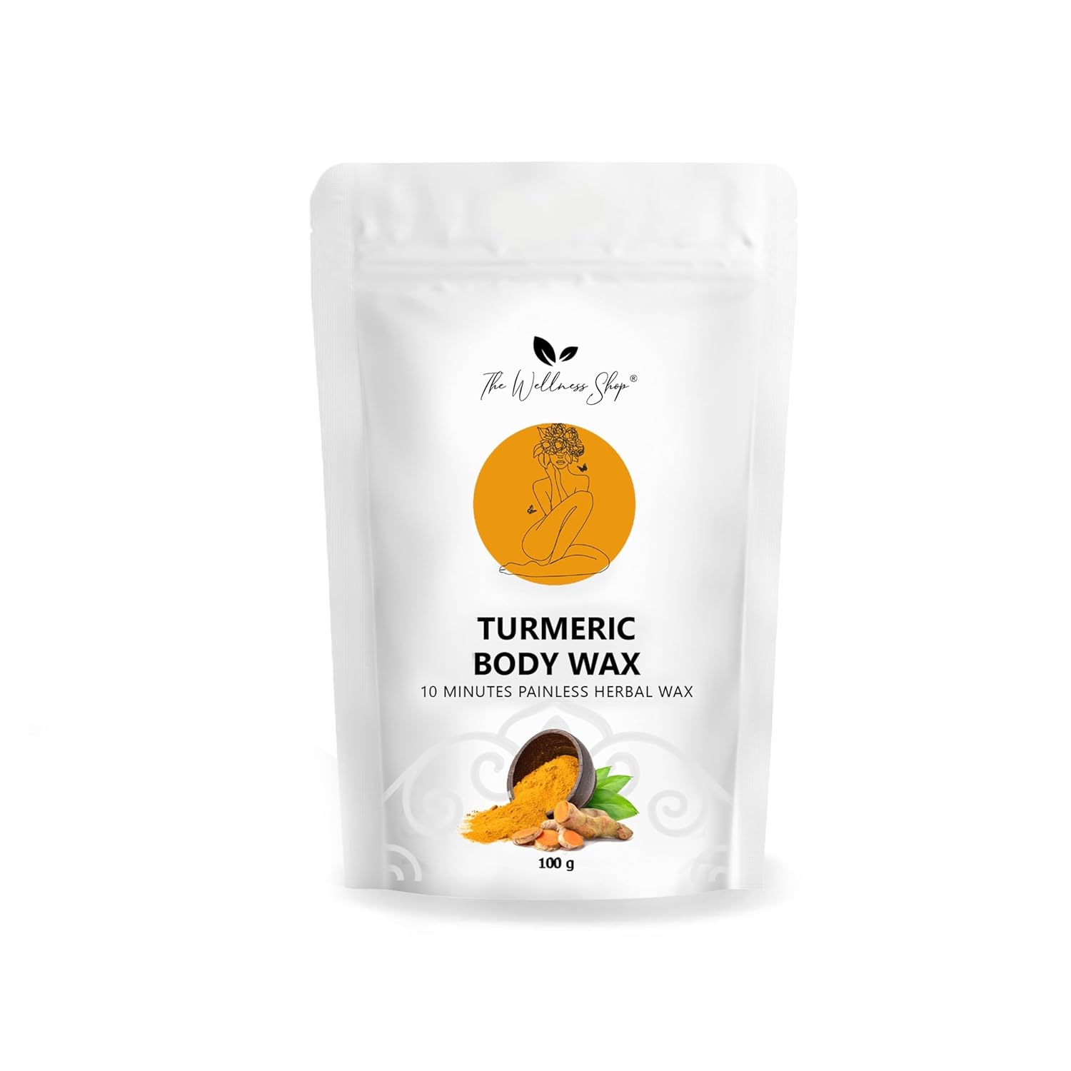 The Wellness Shop Turmeric Full Body Wax 10 Minute Painless Herbal Hair Removal Waxing Powder