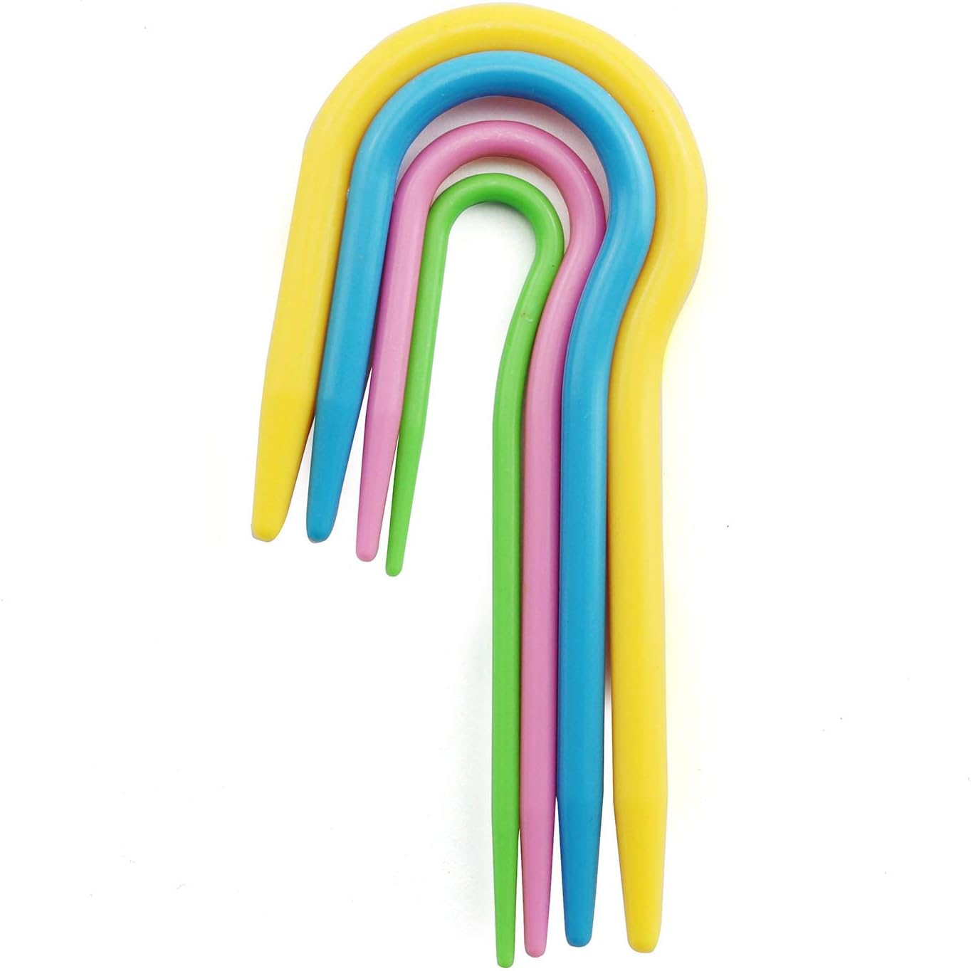 NX Garden U Cable Stitch Holders 20PCS 4Size U Shape Mixed Color Plastic Cable Stitch Hand Knitting Needles Twist Curved Crochet Hook