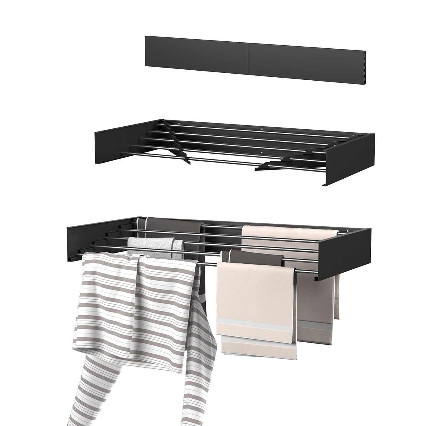 Wäscheständer Ausziehbar, 50x80x10 cm (LBH), Aluminium, Wäschespinne Draußen, Wäscheleine Ausziehbar, Geeignet für Innen- und Außenbereich, Montage mit mitgelieferten Schraube