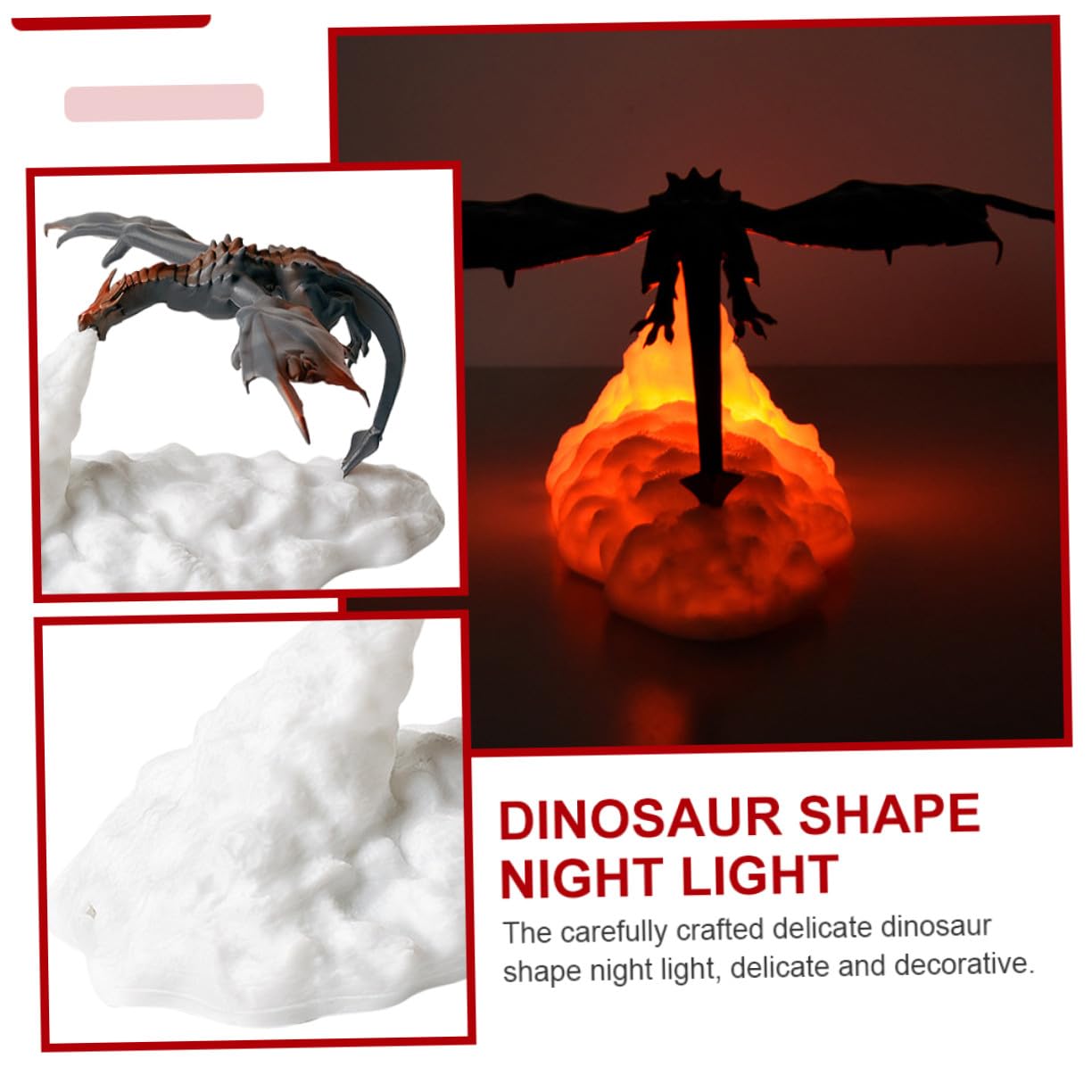 Toddmomy Lámpara 3d de Dinosaurio Luz Led, Recargable Usb, Pla | Tacto, Decoración de Mesa para Fiesta y Cumpleaños Infantil, Ambiente Festivo para Habitación