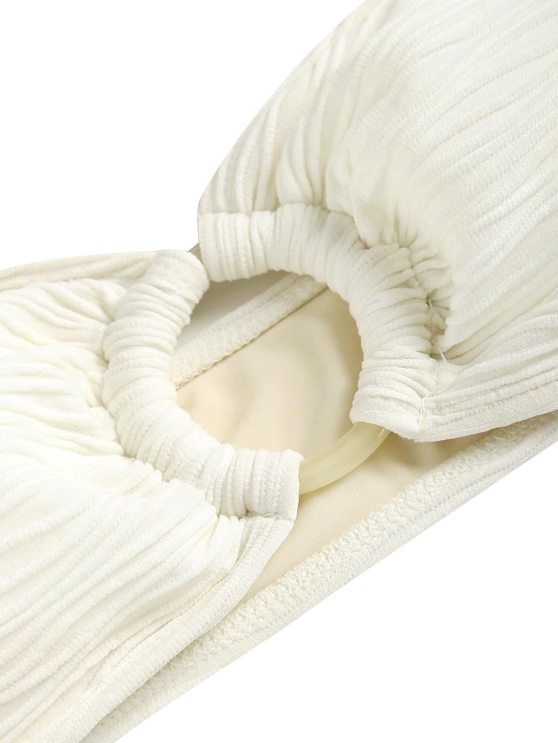 ZAFUL Women's Sexy Tie Spaghetti Strap Bikini Textured O Ring Ruched High Leg Swimsuit Cheeky Bathing Suits - Image 4