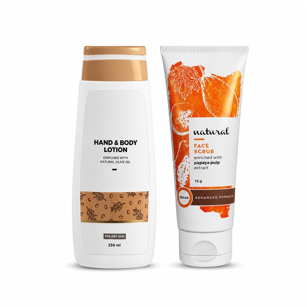 Hand & Body Lotion with Natural Face Scrub Combo of 2 | Olive Oil Enriched, Papaya Pulp Extract, Vegan Formula-image-40