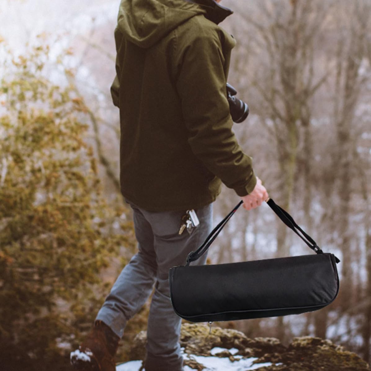 Tripod Storage Bag, Large Capacity Black Nylon Organizer Bag for Travel image 5