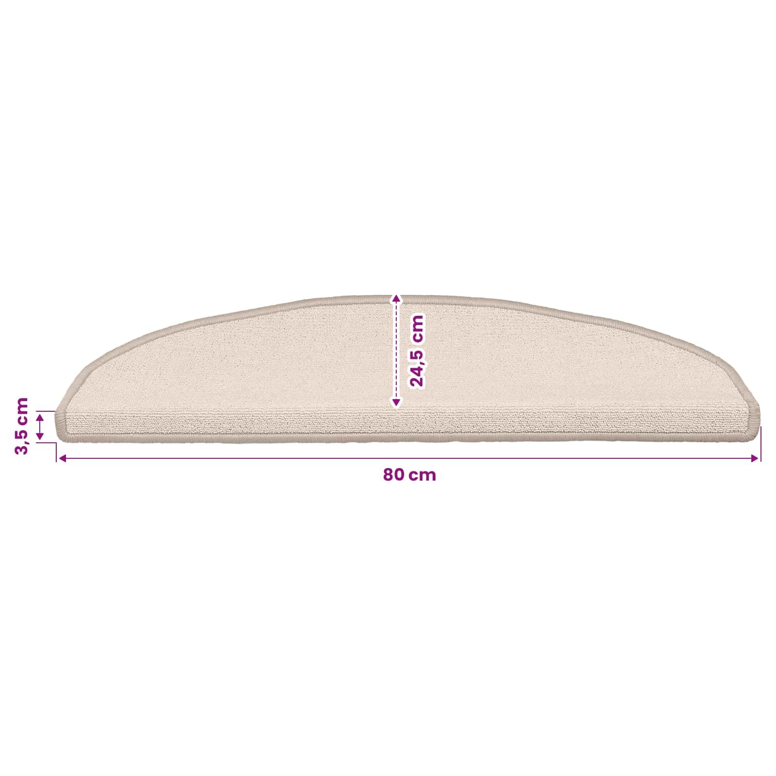 vidaXL Tapis d'escalier Auto-adhésifs 15 pcs Taupe 80 x 24,5 x 3,5 cm, Tapis de Marche semicirculaires, antidérapants, lavables, faciles à Installer, Couvre-Sol, déco Qui étouffe Le Bruit