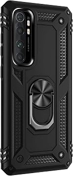 Microsonic Xiaomi Mi Note 10 Lite için Kılıf Military Ring Holder Siyah [Mi Note 10 Lite ile Uyumlu Kılıf - Siyah]