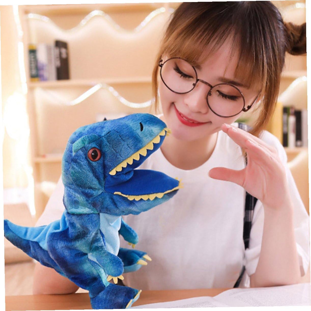 Marioneta de Mano de Dinosaurio para Niños, Juguete Interactivo de Felpa Algodón PP, Diseño Creativo y Color Azul para Juegos y Contar Historias
