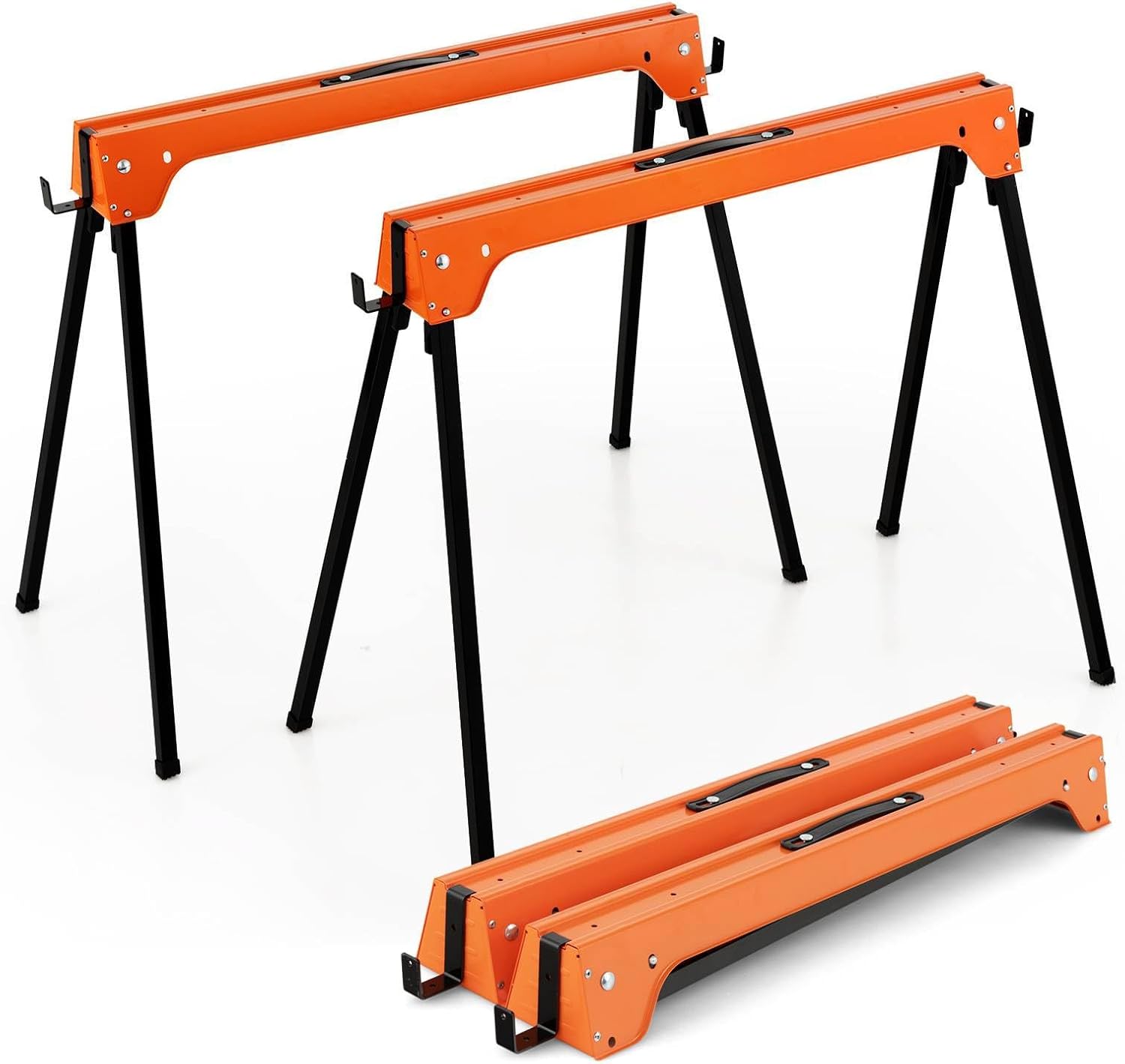 TANGZON Folding Saw Horses Twin Pack, 2PCS Heavy Duty Workbench Metal