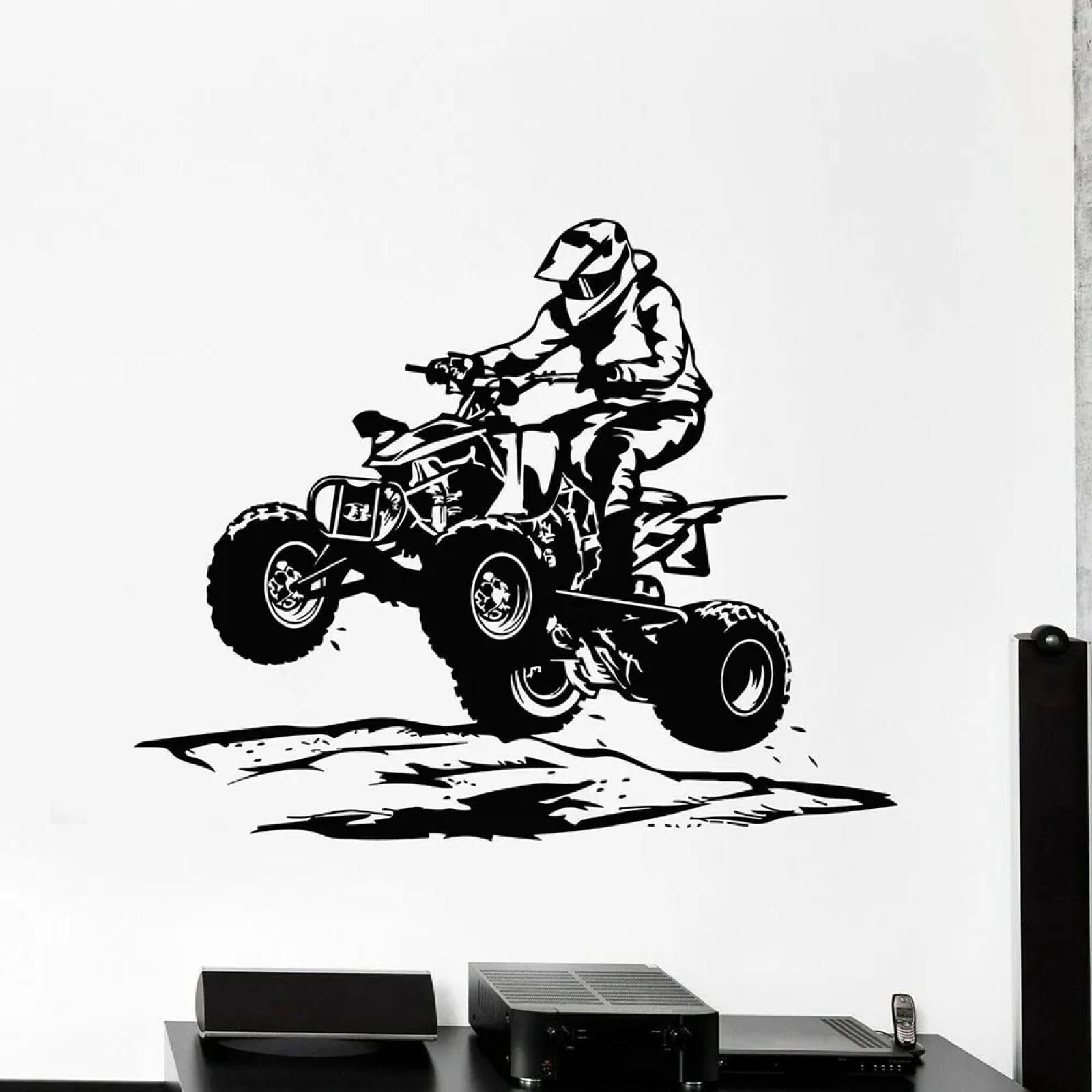 WEIMEIJIE Four-Wheeled Motorcycle wall Decal, Racing Rider, Extreme Sports Vinyl wall Decal, Racing Extreme Sports Decal.