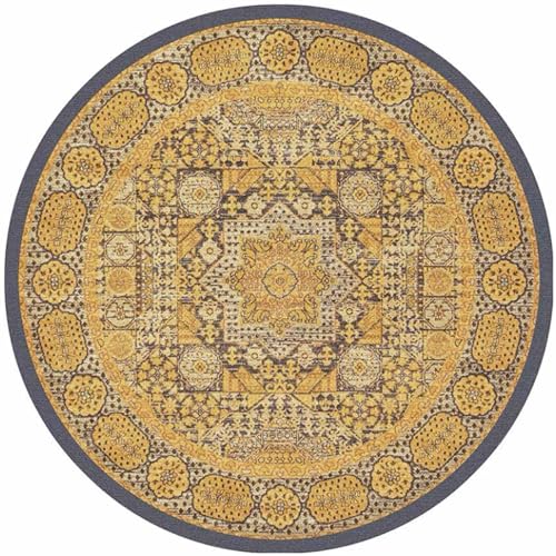 YOY-FS Rugs Living Room Round Vintage 80cm 100cm 120cm 140cm 160cm 180cm 200cm Mustard Grey Rugs for Urban Outfitters Bedroom Living Room Rug Machine Washable Carpet Rug