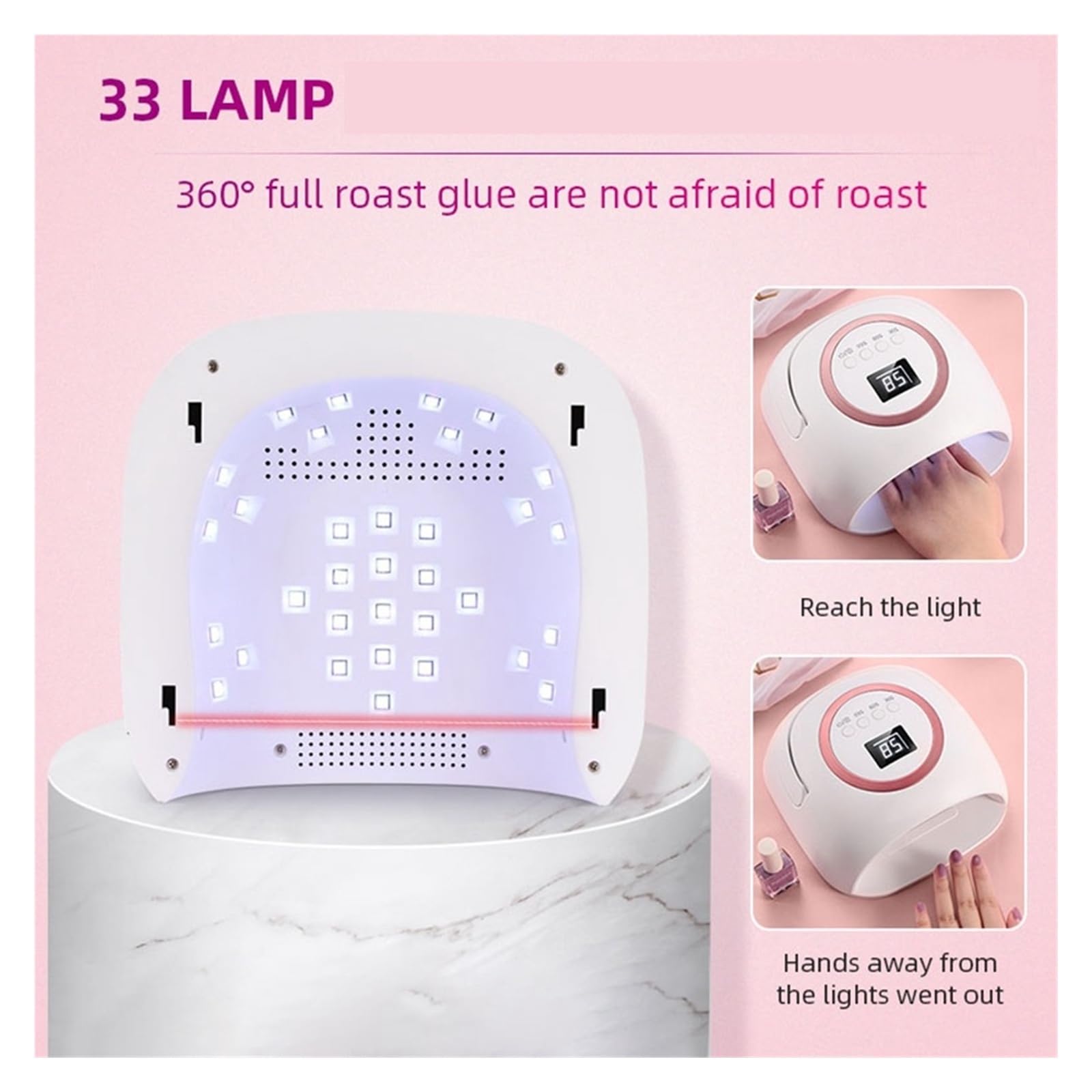 lampada per unghie, Lampada professionale UV LED per unghie ricaricabile 72W con timer a 3 livelli e sensore automatico
