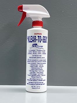 Klear-to-Sea Cleaner & Preserver Spray, 474 ml Anti-Fog, UV Protection, and Anti-Static Formula for Marine Windscreens, Vinyl, and Plastics