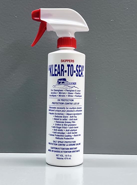 Klear-to-Sea Cleaner & Preserver Spray, 474 Ml Anti-Fog, UV Protection, And Anti-Static Formula For Marine Windscreens, Vinyl, And Plastics