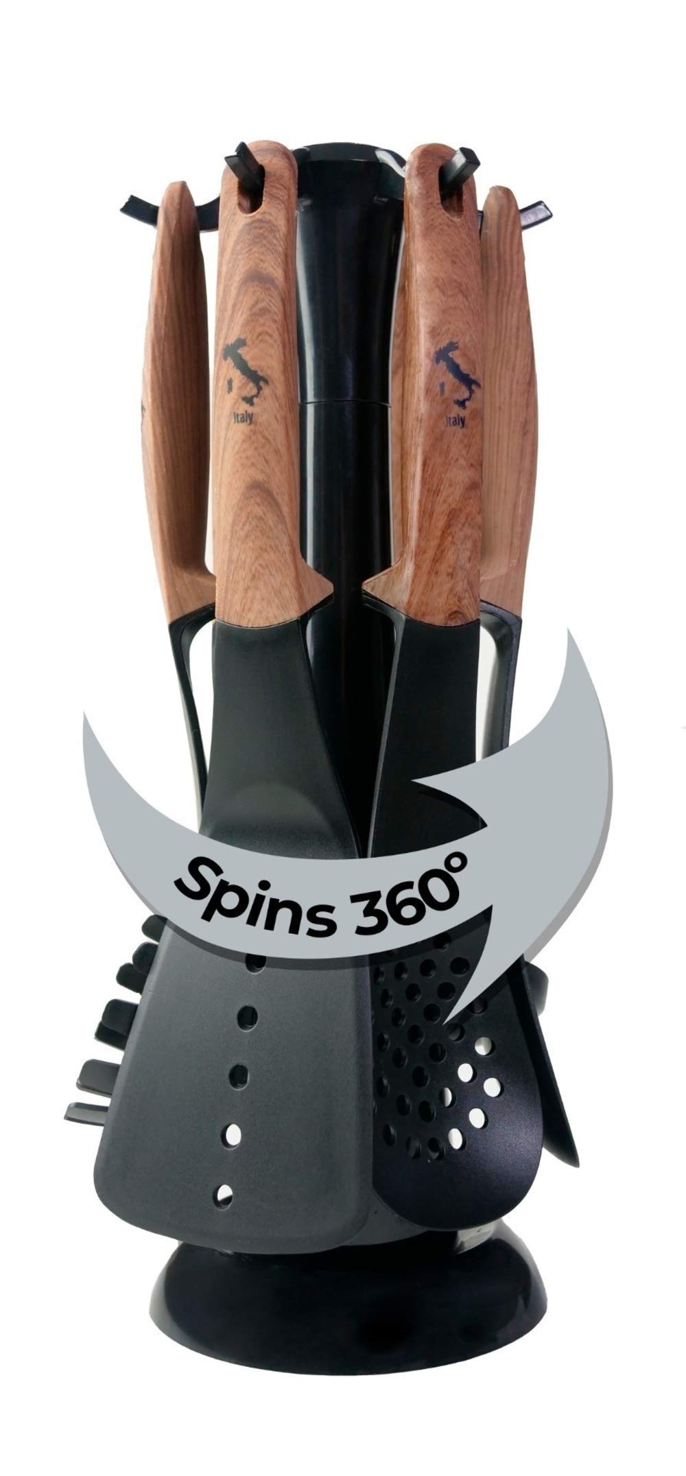 AJ Kitchen Gadgets, Utensil Holder, Cooking Utensils Set, Kitchen Utensils Set, 7-Pieces Nylon Utensil Sets with Rotating ...