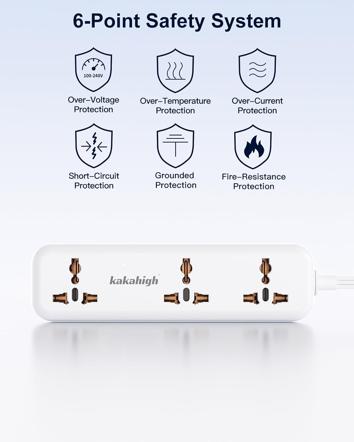 US Plug Adapter with USB Ports, Universal Extension Cord 4 FT, European, UK, Australia, India to US Plug Adapter for Travel & Life, Accepts Type A/B/C/D/E/F/G/H/I/J/K/L/N/O Plugs, Not A Converter