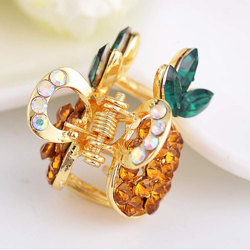 Lurrose Crystal Hair Claw Clip, 2pcs Pineapple Hair Jaw Clip Small Metal Hair Barrettes for Women Girls - Image 5