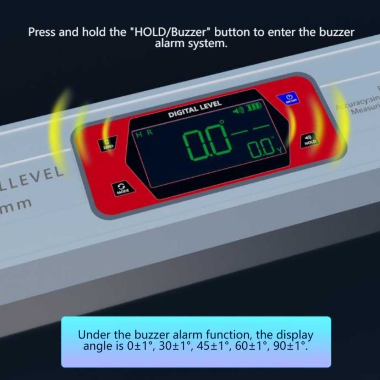 Inclinómetro biaxial de aleación de aluminio de nivel digital, con base magnética y notificación audible, para medición de ángulo y pendiente