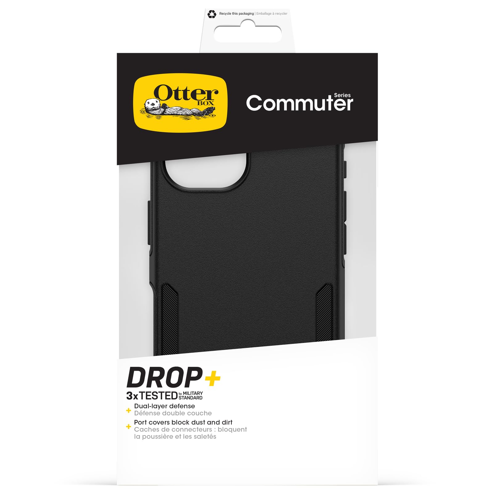 OtterBox Cover per iPhone 16 Commuter Series MagSafe, resistente a shock e cadute, testata 3x norme MIL-STD 810G, Nero
