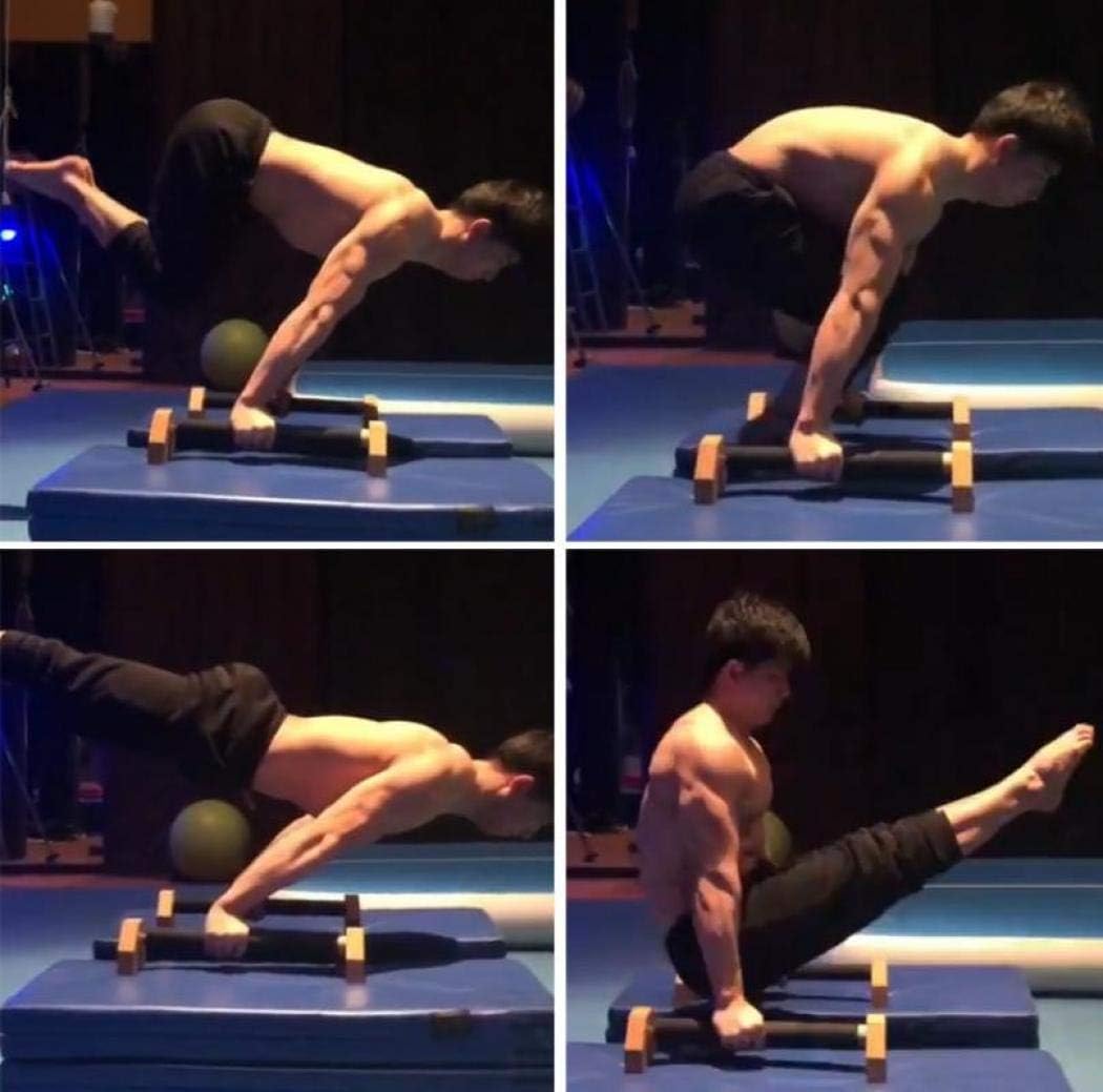 Bimiti 倒立バー 木製 パラレルバー 体操バー 50cm 2個セット 木製平行棒 頑丈なプッシュアップバー 腕立て伏せ 逆スタンド トレーニング パラレット