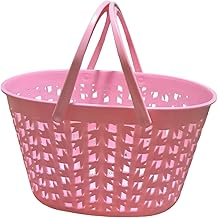 Plastic Storage Basket with handles (Pink)